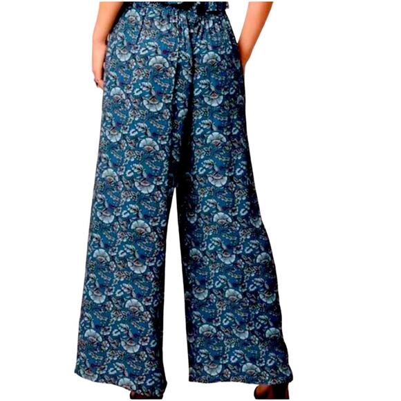 BAND OF THE FREE Elise Floral Wide Leg Pants Pull On Elastic Bohemian NWT Medium - Picture 2 of 8